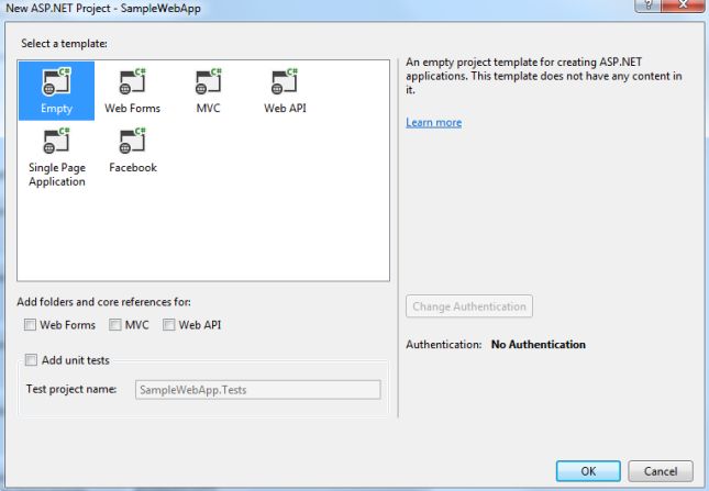 Empty Template in VS 2013